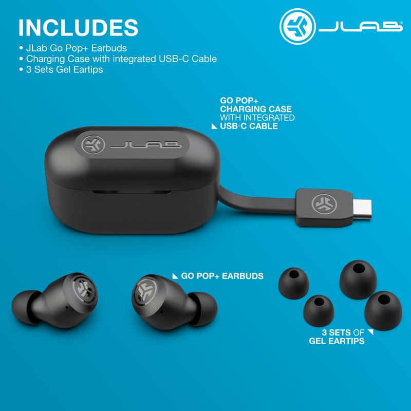 Earbuds Must-Have: JLab GO POP+ True Wireless Earbuds with 35+ Hour Playtime and Custom EQ3 Sound, Color: Pink+