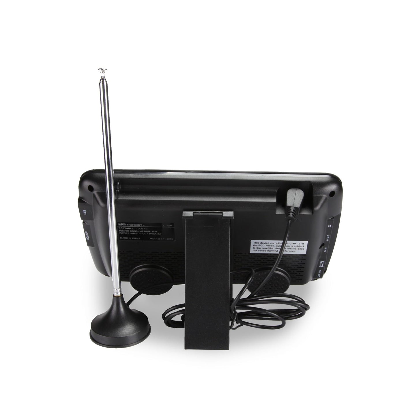 Emerson ET-7000 7" Portable Handheld Digital TV with Built-in Rechargeable Battery, HD Display, Multimedia Playback, USB/SD Card Support, and AC/DC Adapter | Compact TV for Home or Travel