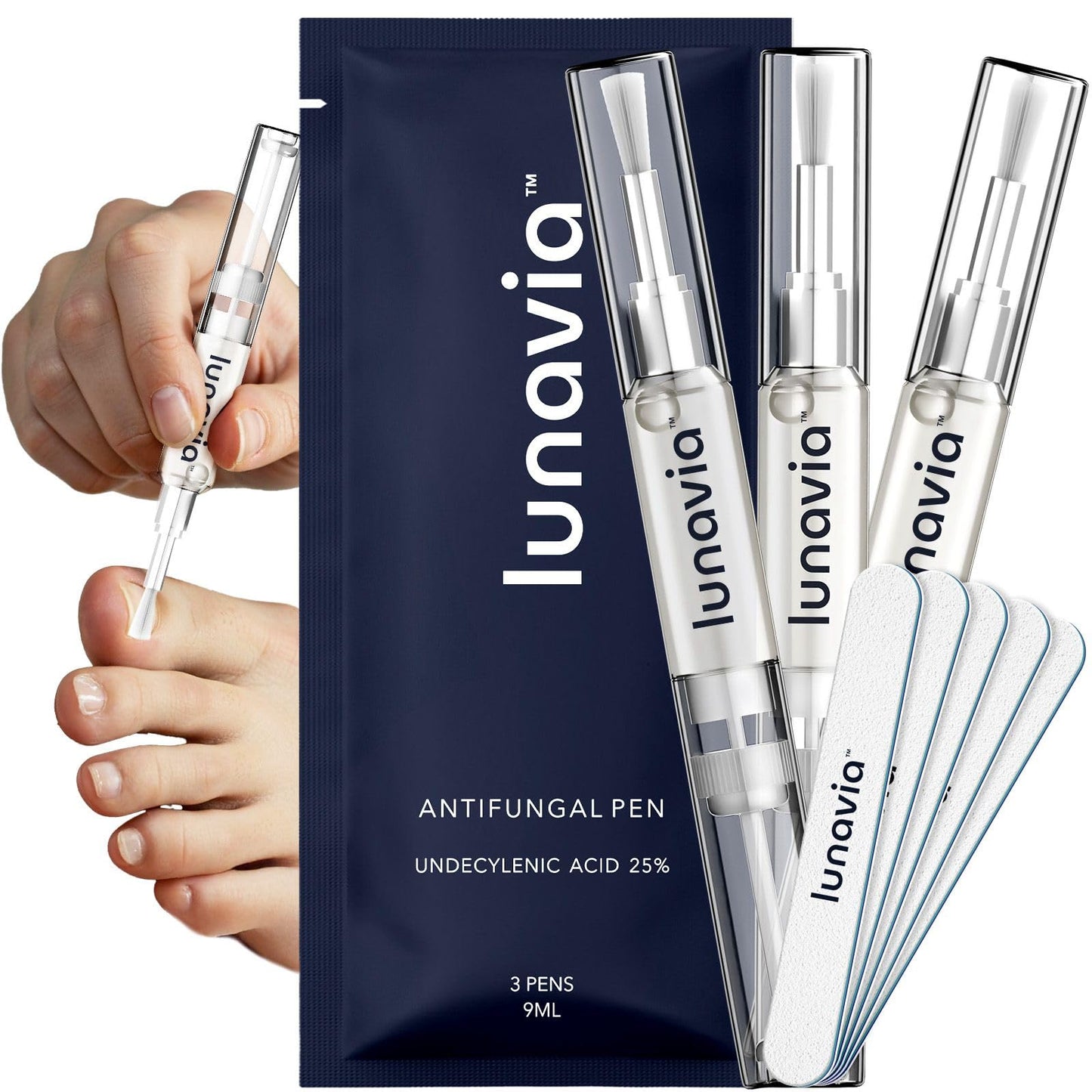 3 Pack Antifungal Pen – 25% Undecylenic Acid, Toenail Fungus Treatment Extra Strength, Nail Renewal, Tea Tree Oil, Clove Bud Oil, Aloe Vera, and Vitamin E, Twist Pen Activator, Made in USA