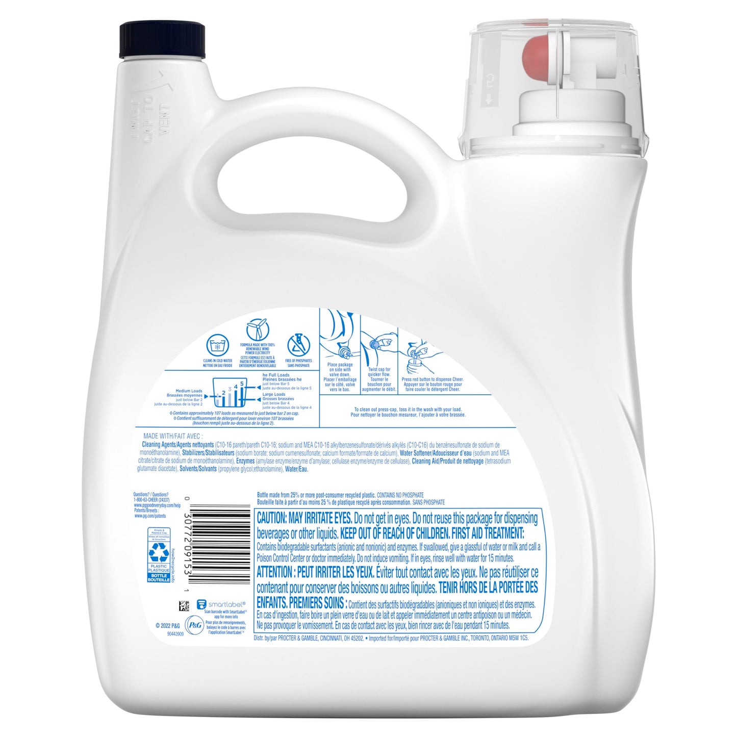 Cheer Free Liquid Laundry Detergent, 107 load, 154 fl oz