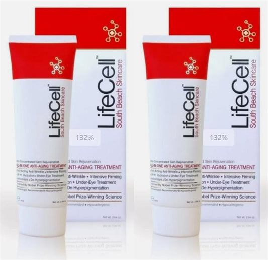 2 PACK OF LifeCellSouth Beach Skincare All In One Anti-Aging Treatment NIB 2.54 OZ