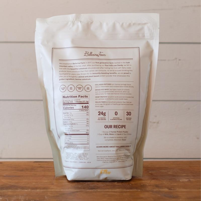 Farmer Protein Powder - Calf-First Sourced Bovine Colostrum, Collagen Peptides, Grass-Fed Whey, Hemp Protein, and Inulin Fiber