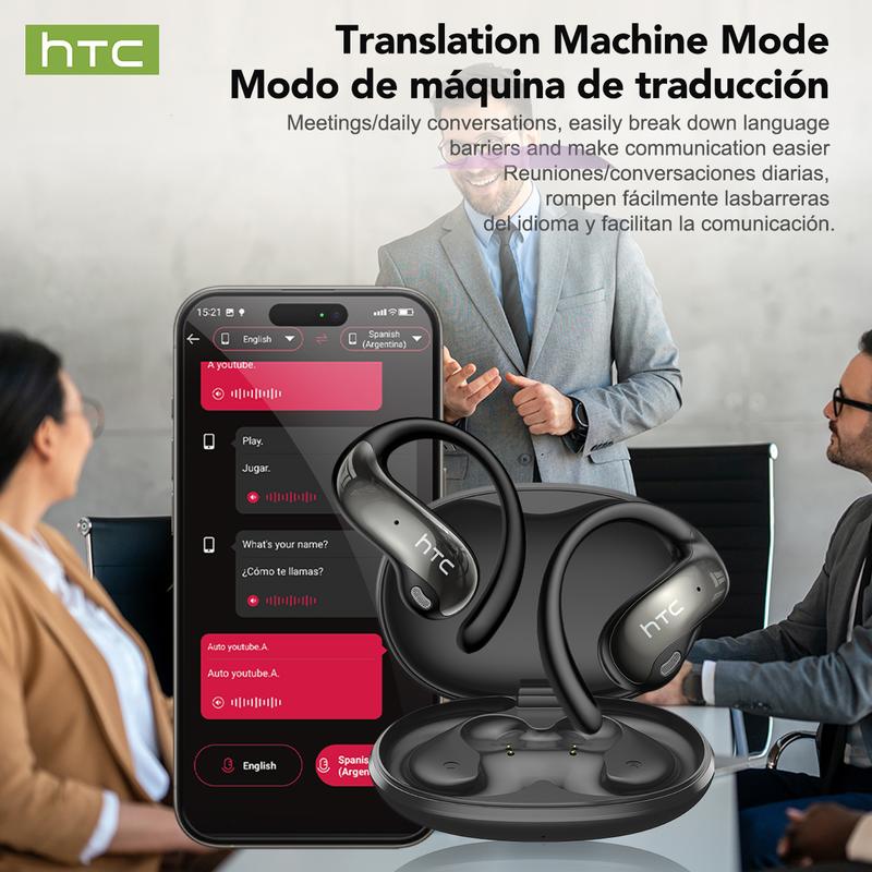 HTC NE19 AI Translation Earbuds Open Ear Wireless Headphones 134 Languages Translatable Bluetooth Smart Earphones