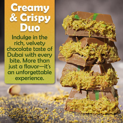 Dubai Chocolate Bar with Kadaifi Pistachio - Daily fresh shipment - Ideal Gift for all Occasions -Crispy Kunafe with Pistachio Paste Snack Dessert 7 oz