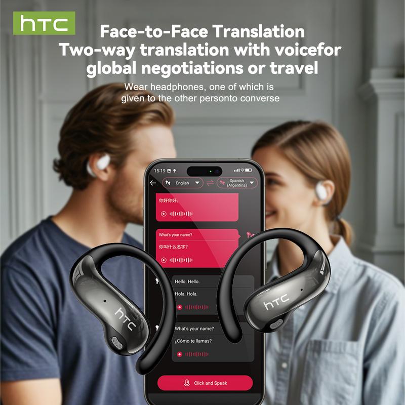 HTC NE19 AI Translation Earbuds Open Ear Wireless Headphones 134 Languages Translatable Bluetooth Smart Earphones