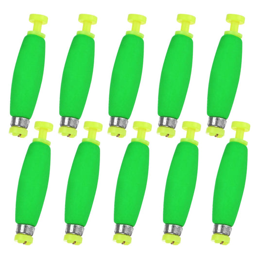 M METERXITY 10-Pack Fishing Bobbers Floats, 2 Inch EVA Foam Weighted Bobbers for Crappie/Bluegill/Trout Bass/Catfish, Clip-on Floats Slip Corks Floaters Strong Buoys [Green]
