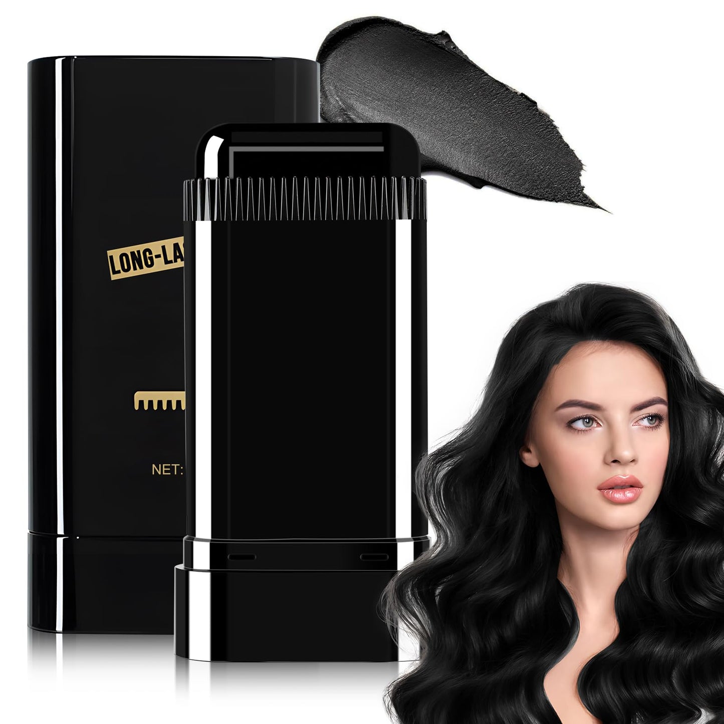 Safe and Convenient Comb Hair Dye, Waterproof and Sweat-Proof Hair Dye Comb, Portable Hair Colouring Comb, 3-Color Hair Dye Cream, 2 in 1 Instant Dye for Women & Men (Black, 0)