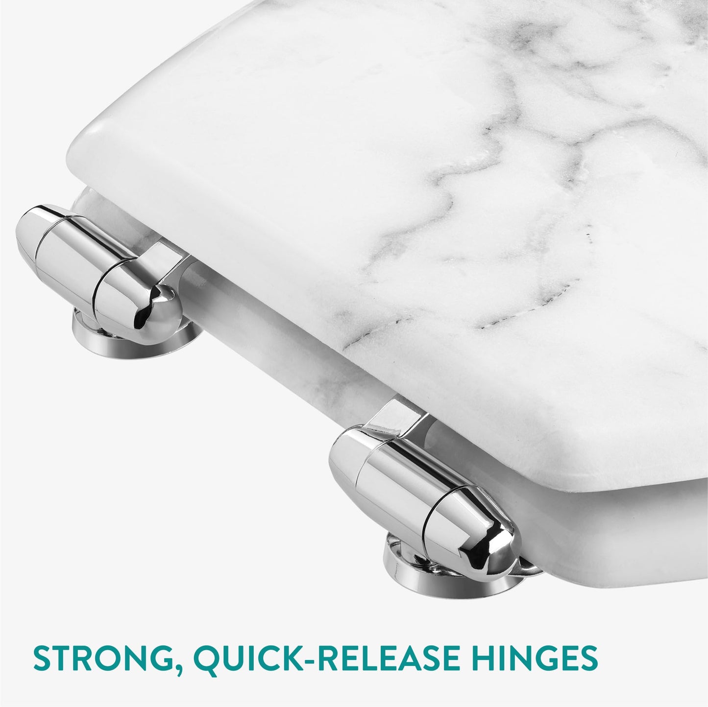 Navaris White Marble Toilet Seat - MDF Decorative Toilet Seats - Luxury Marbled Design for Bathroom Decor - 16.7" x 14.1" x 2.2" (42.5 cm x 35.8 cm x 5.6 cm)