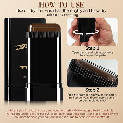 Safe and Convenient Comb Hair Dye, Waterproof and Sweat-Proof Hair Dye Comb, Portable Hair Colouring Comb, 3-Color Hair Dye Cream, 2 in 1 Instant Dye for Women & Men (Black, 0)