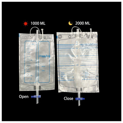 Latex Condom Catheter for Men, 7pcs Self-Sealing External Catheters with 1000ml Leg Bag & 2000ml Urine Bag, Leak-Proof Urinary Drainage System for Male Incontinence 25mm
