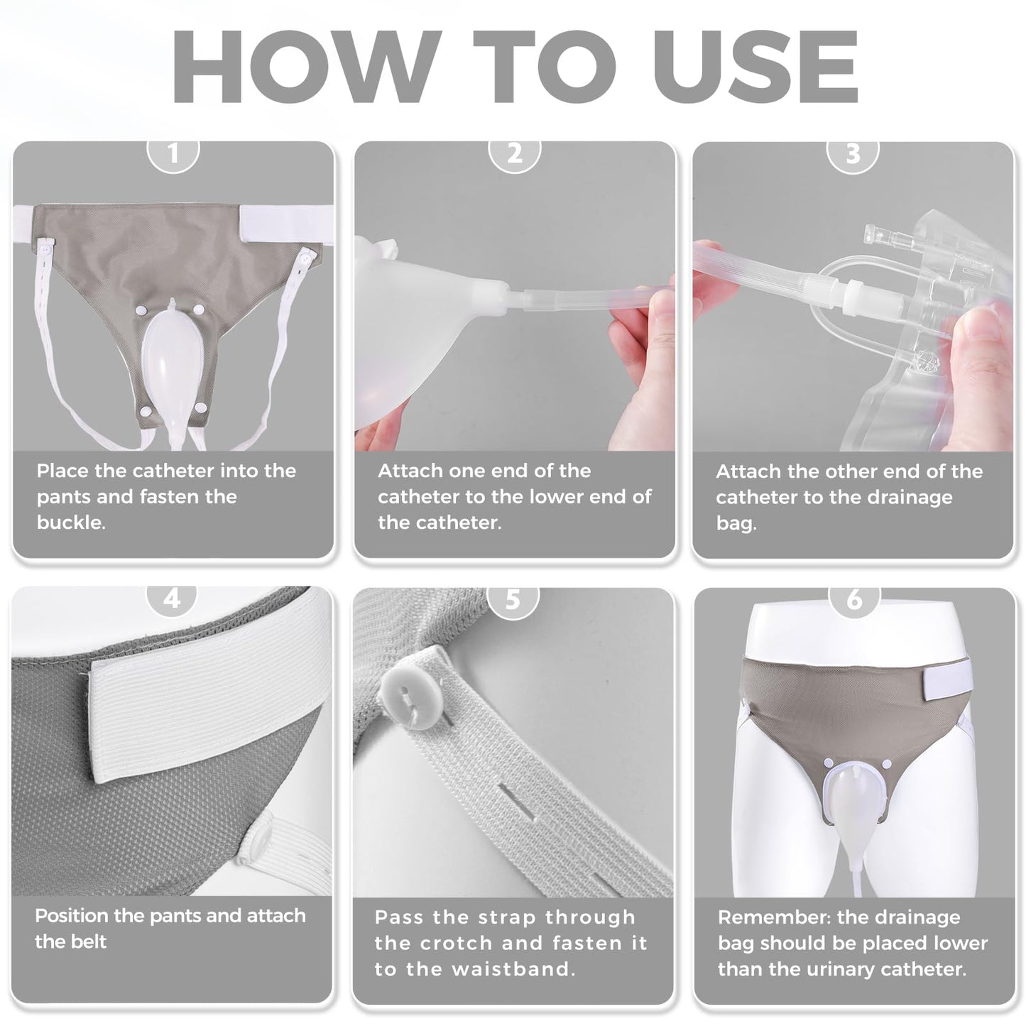 Wearable Urinary Drainage Bag for Men(2000 ML*2+1000 ML*2) ，Reusable Urine Collection Bag，Urinary Drainage Bag System，Elderly Urinalfor Bedridden Patients