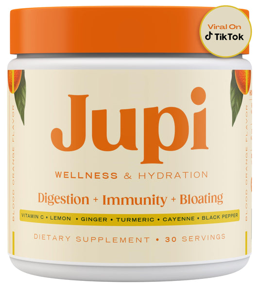 Jupi Hydration & Wellness Powder – Turmeric & Ginger shots, Vitamin C Supplement for Energy, Immune Support & Digestive Health – Vegan, Gluten-Free Drink Mix for Men & Women, Citrus Flavor 30 servings