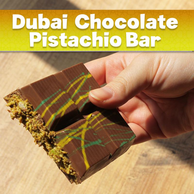 Dubai Chocolate Bar with Kadaifi Pistachio - Daily fresh shipment - Ideal Gift for all Occasions -Crispy Kunafe with Pistachio Paste Snack Dessert 7 oz